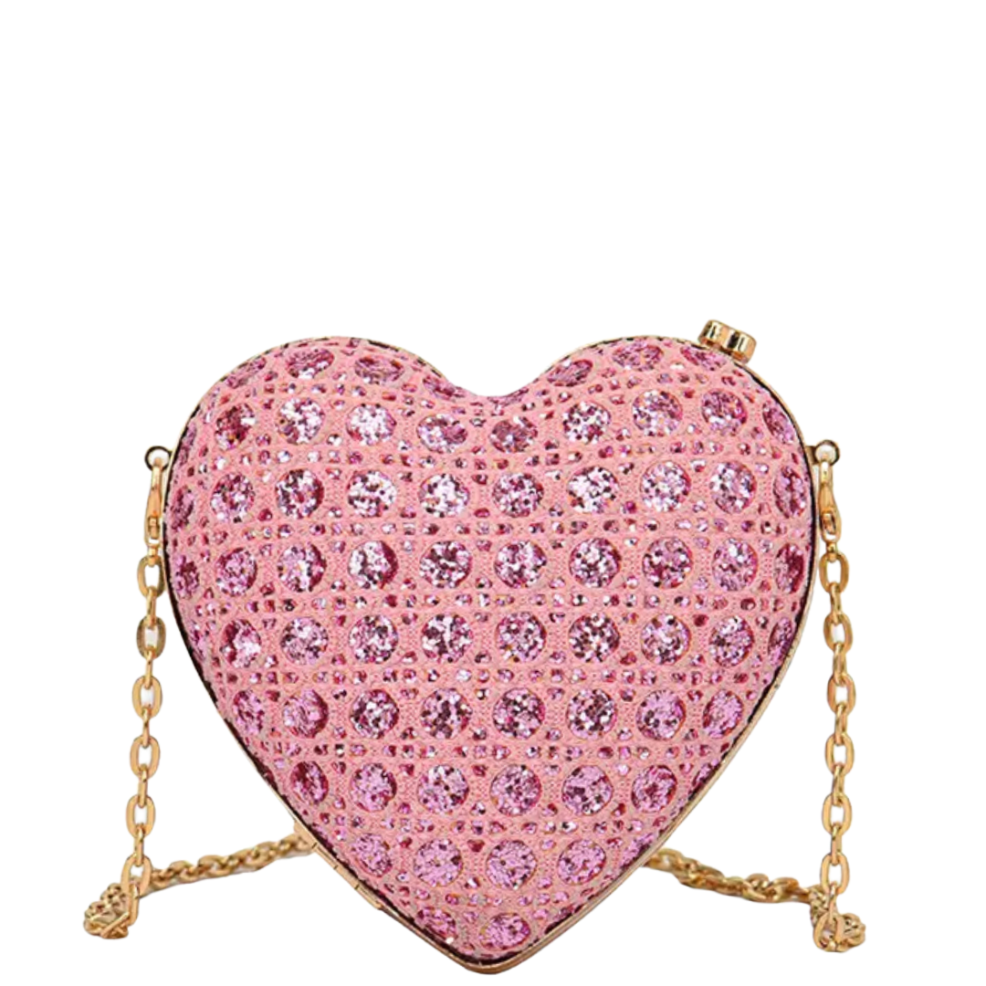 Loved Pink Sparkle heart-shaped Purse