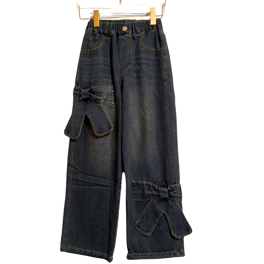 Kids' Bow Wide Leg Denim Jeans