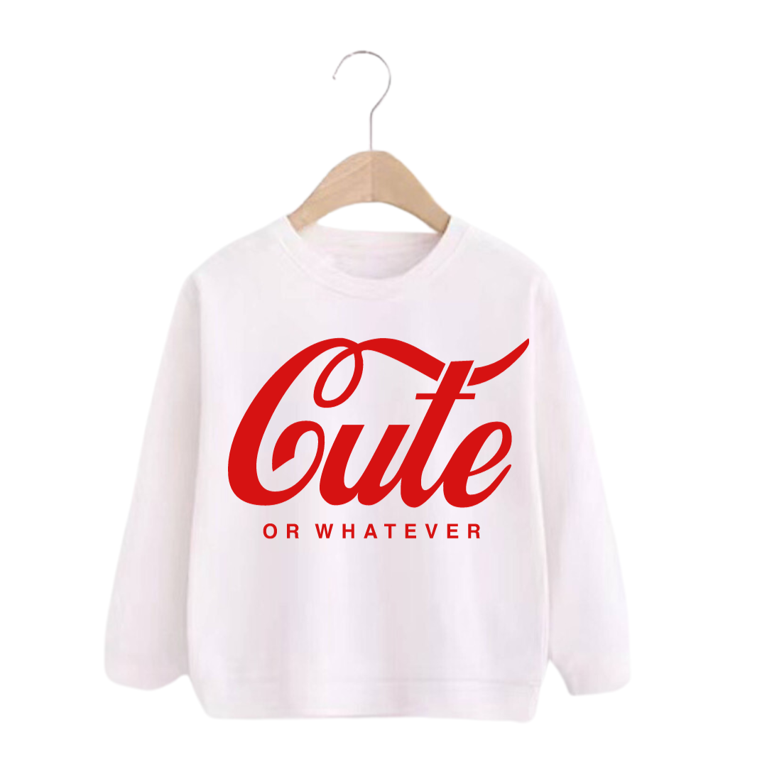 Kids girl's red and white long-sleeve crew neck graphic sweatshirt 