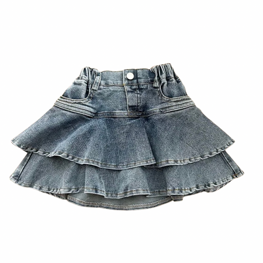 Kids' Tiered Ruffle Denim Skirt
