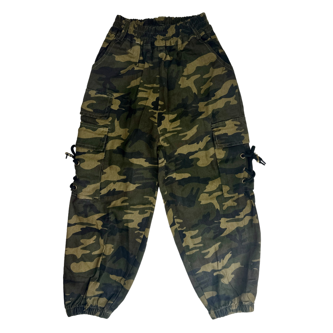 Kids' Lace Up Camouflage Cargo Jogger Pants