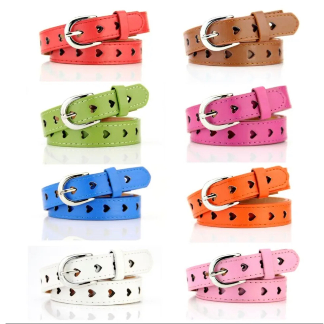Kid Girls' PU Leather Candy Colored Heart Belts - JR Sizes